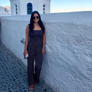 Black and white polka dot jumpsuit